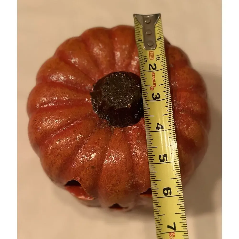 Mexico Pottery Pumpkin Jack O Lantern Halloween Decor Heavy Pottery Vintage